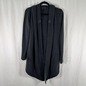 Athleta Long Cardigan Women's XS Black Hoodied Open Front Long Sleeve